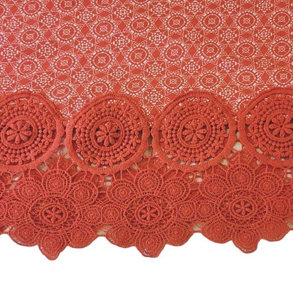 Lands' End Coral Geometric Split Neck Lace Trim 3/4 Sleeve Tunic Top Size XS/P - Picture 9 of 9